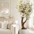 Weißer Kirschbaum in Vase Globe Beige matt für stilvolle Innenräume | Lichtvella