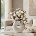 Vase Éternité Beige matt mit Magnolien und Treibholz für stilvolle Innenräume | Lichtvella