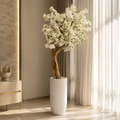 Weißer Kirschbaum in Übertopf St. Tropez Beige matt für stilvolle Innenräume | Lichtvella