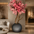 Zweifarbige Kirschblüten in Vase Globe Gunmetal matt für stilvolle Innenräume | Lichtvella