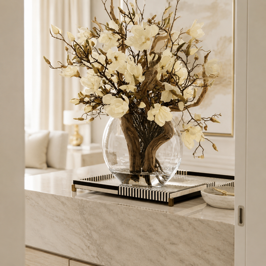 Magnolien in Vase Luna für stilvolle Innenräume | Lichtvella