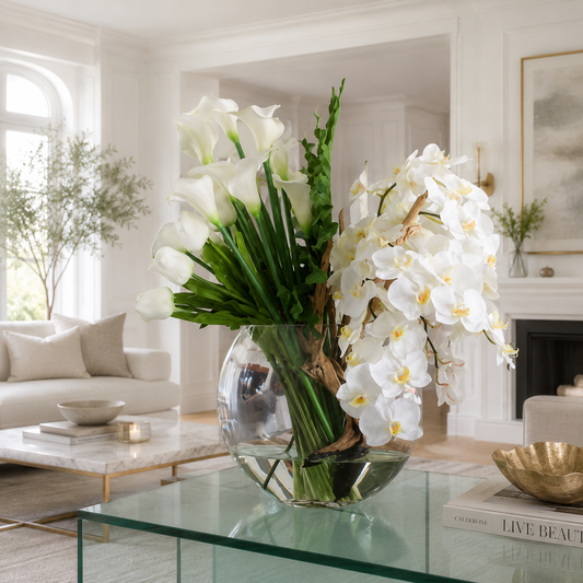 Gemischtes Arrangement in Vase Luna für stilvolle Innenräume | Lichtvella
