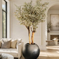 Weißer Kirschbaum in Vase Globe Gunmetal matt für stilvolle Innenräume | Lichtvella