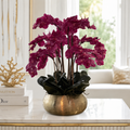 Rosa Phalaenopsis-Orchideen in goldener Schale Bowie für stilvolle Innenräume | Lichtvella